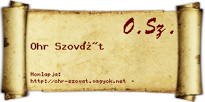 Ohr Szovát névjegykártya